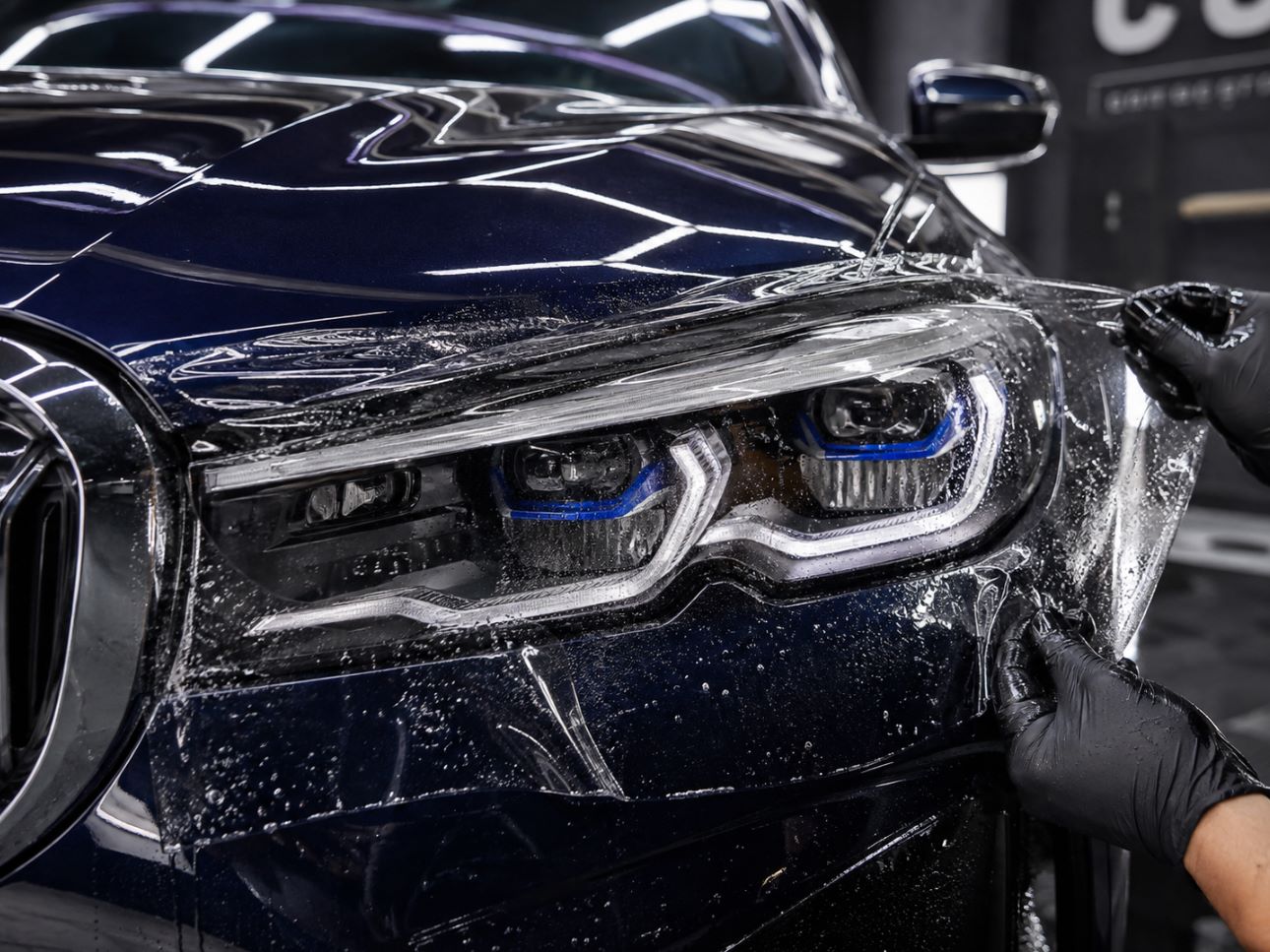 Бронирование фар BMW полиуретановой пленкой