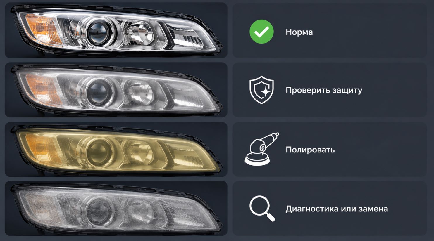 Признаки необходимости повторного восстановления оптики