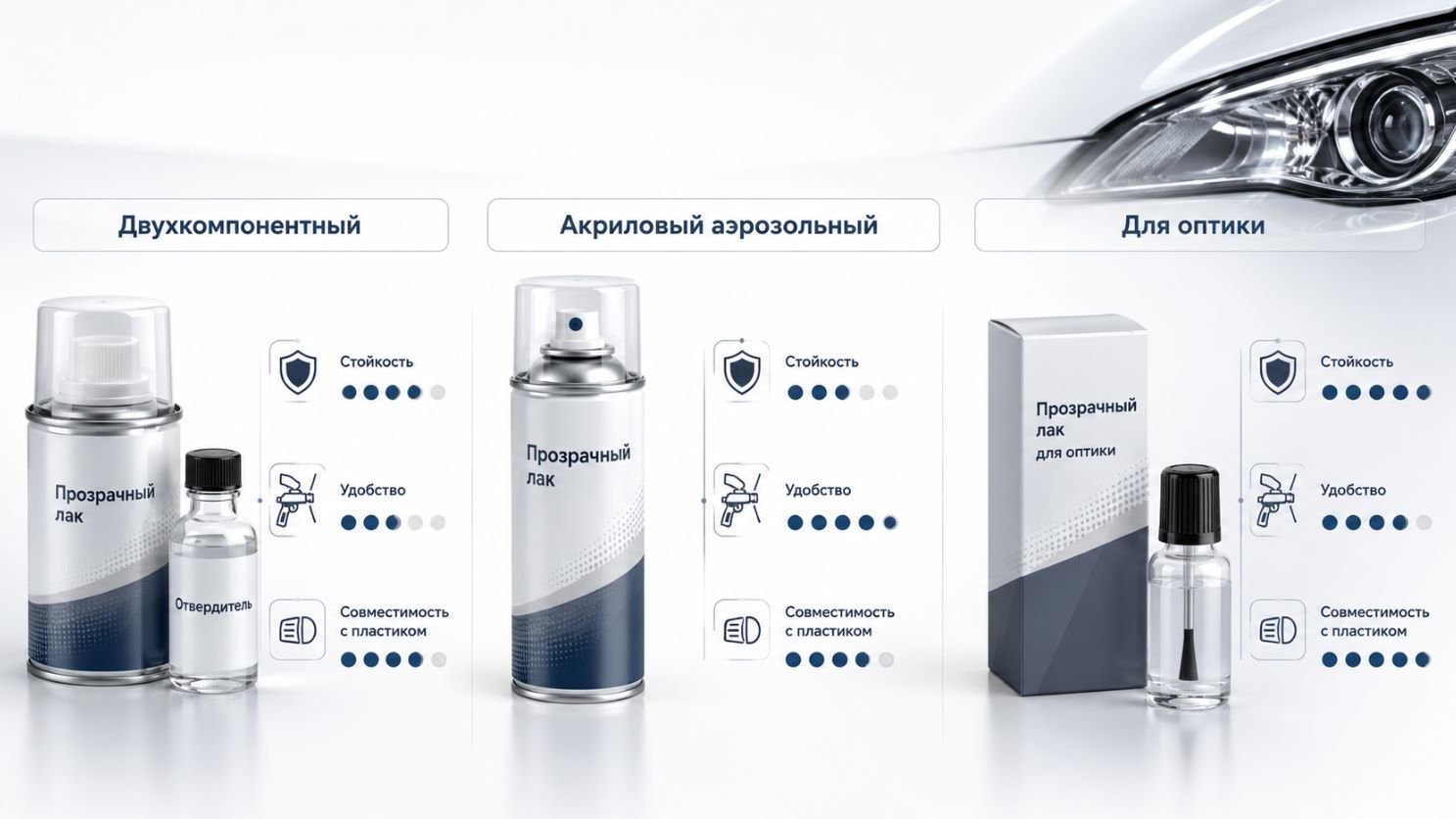 Как выбрать лак для фар после полировки