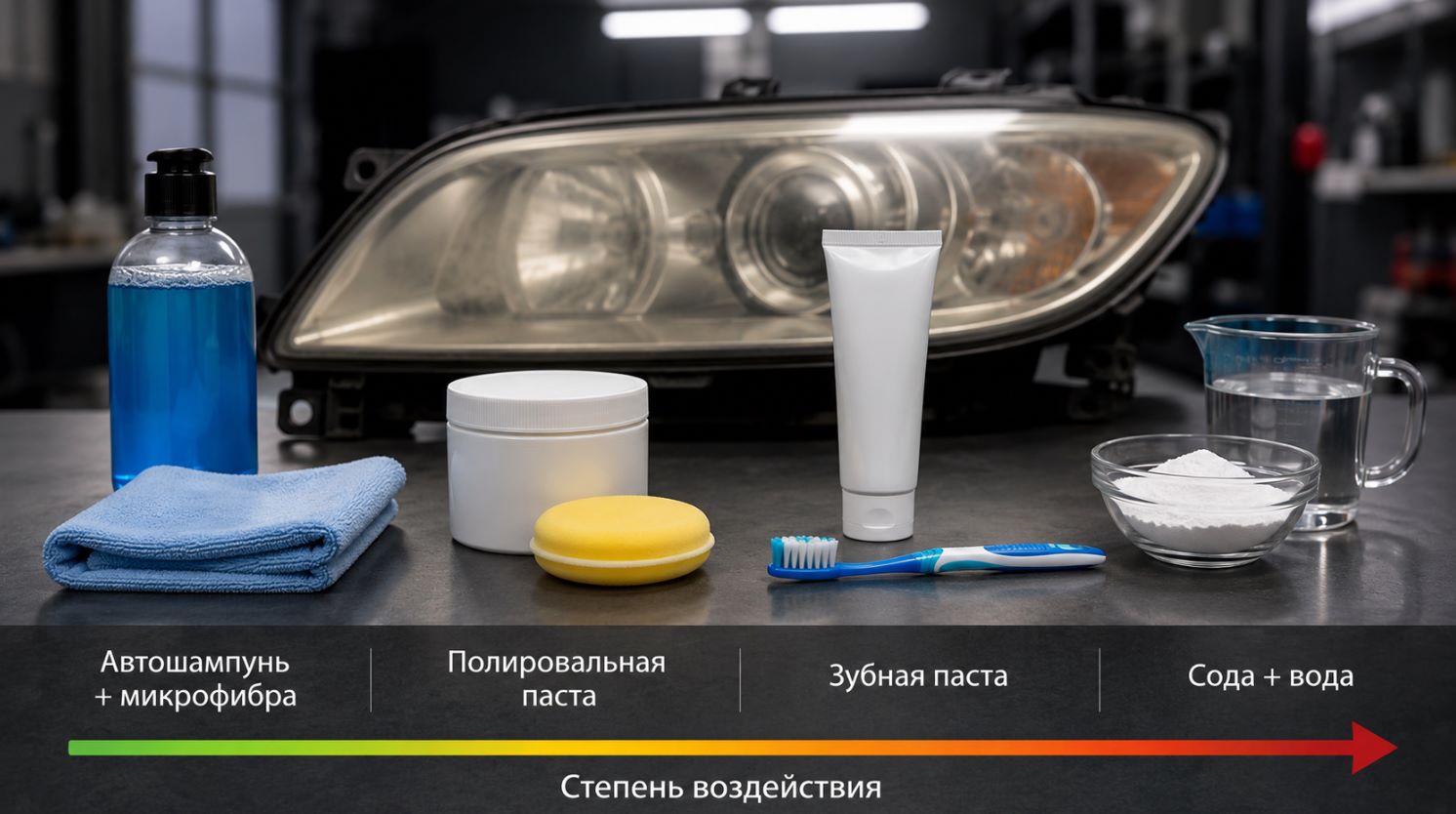 Средства для очистки пожелтевших фар в домашних условиях
