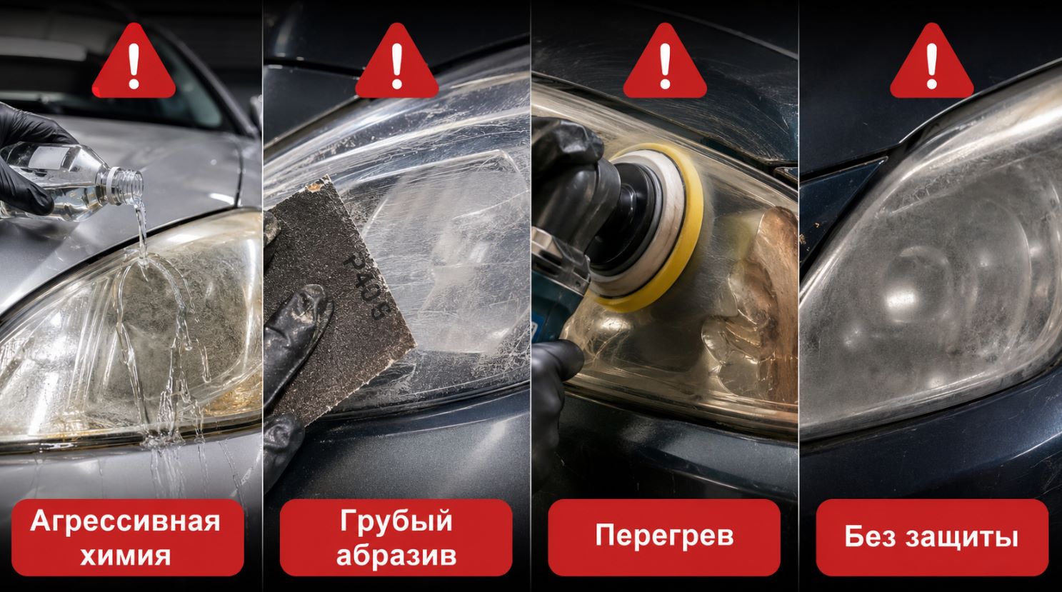 Распространенные ошибки при очистке и полировке автомобильных фар