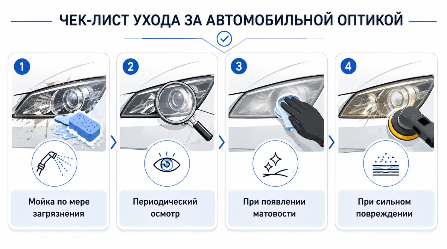 Правильный уход за автомобильными фарами и периодичность обработки
