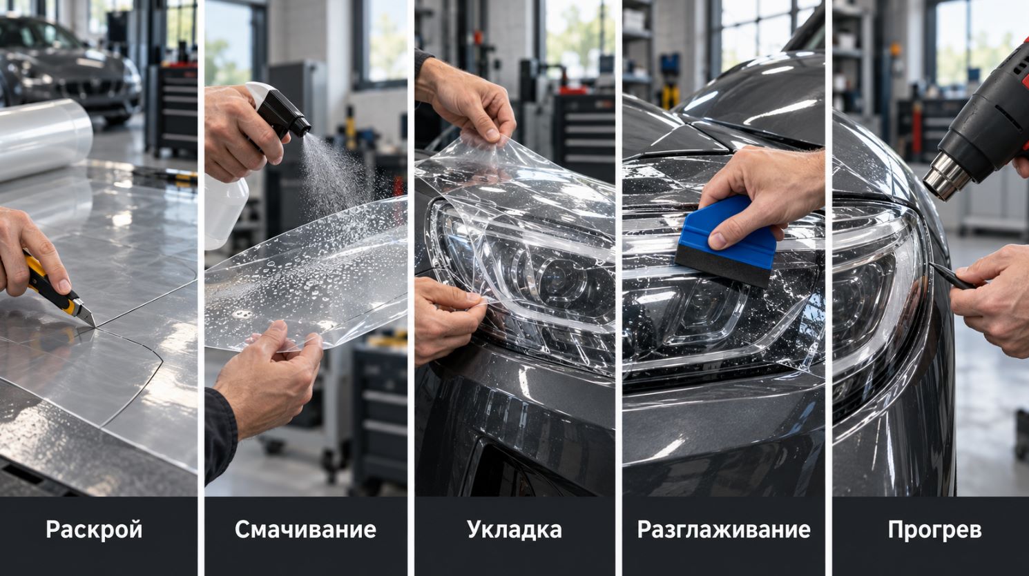 Пошаговые этапы бронирования автомобильных фар защитной плёнкой своими руками