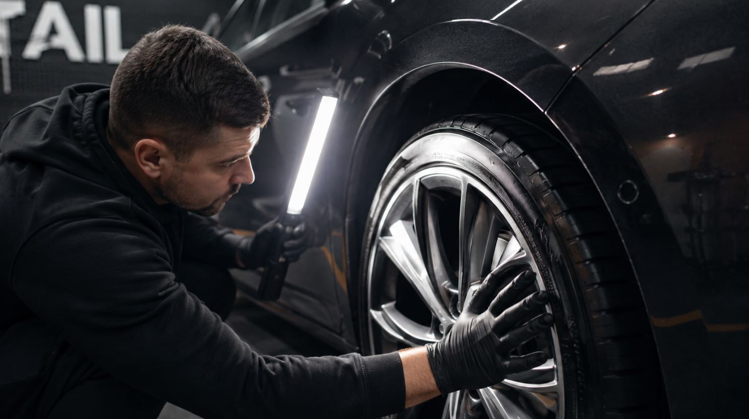 Контроль качества чернения резины перед выдачей автомобиля