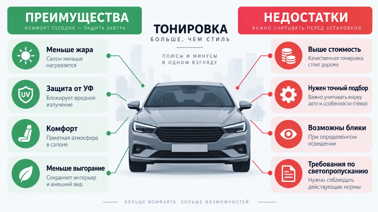 Преимущества и недостатки атермальной тонировки автомобиля