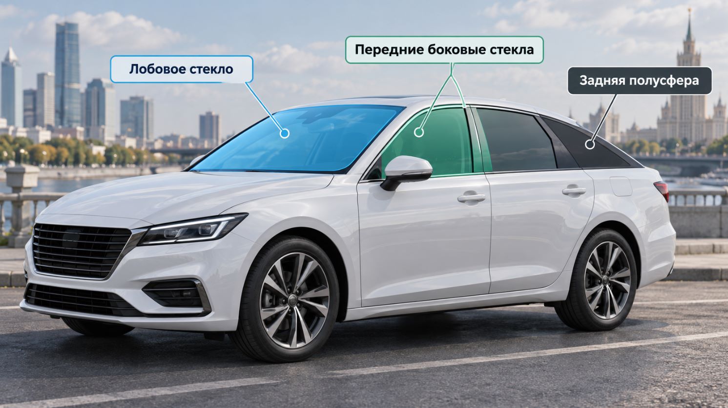 Схема выбора тонировки для лобового, боковых и задних стекол автомобиля