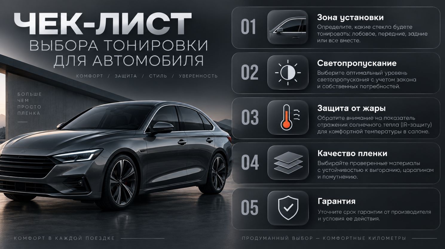 Чек-лист выбора тонировки для автомобиля